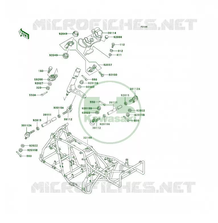 CH&Acirc;SSIS Kawasaki QUAD 300 2000 KLF300 4X4  KLF300-C12