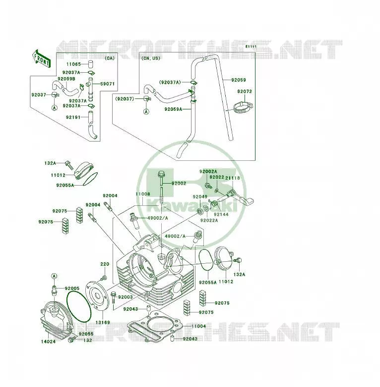 CULASSE Kawasaki QUAD 300 2000 KLF300 4X4  KLF300-C12