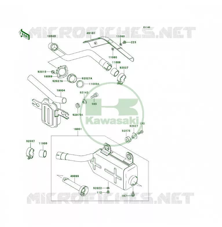 &Eacute;CHAPPEMENT Kawasaki QUAD 300 2000 KLF300 4X4  KLF300-C12