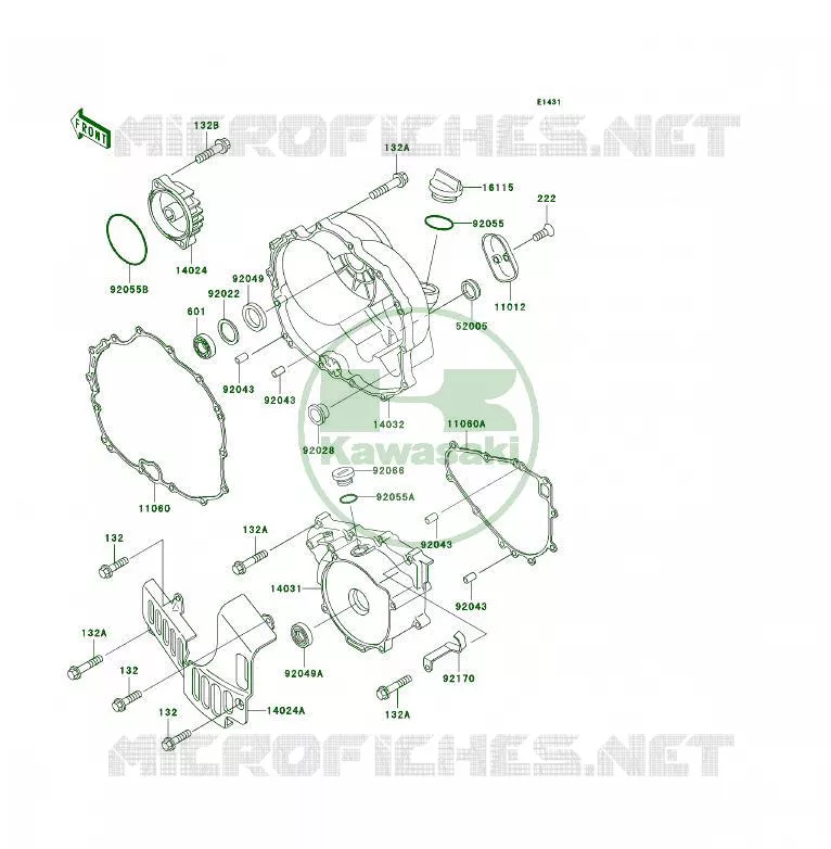 COUVERCLES MOTEUR Kawasaki QUAD 300 2000 KLF300 4X4  KLF300-C12