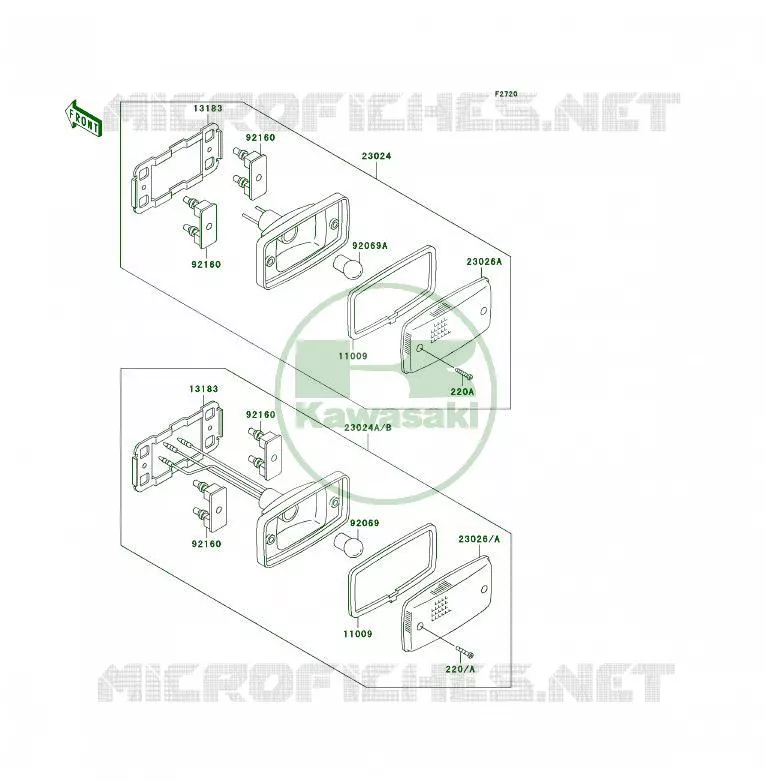 FEUX ARRI&Egrave;RE(S) Kawasaki QUAD 300 2000 KLF300 4X4  KLF300-C12