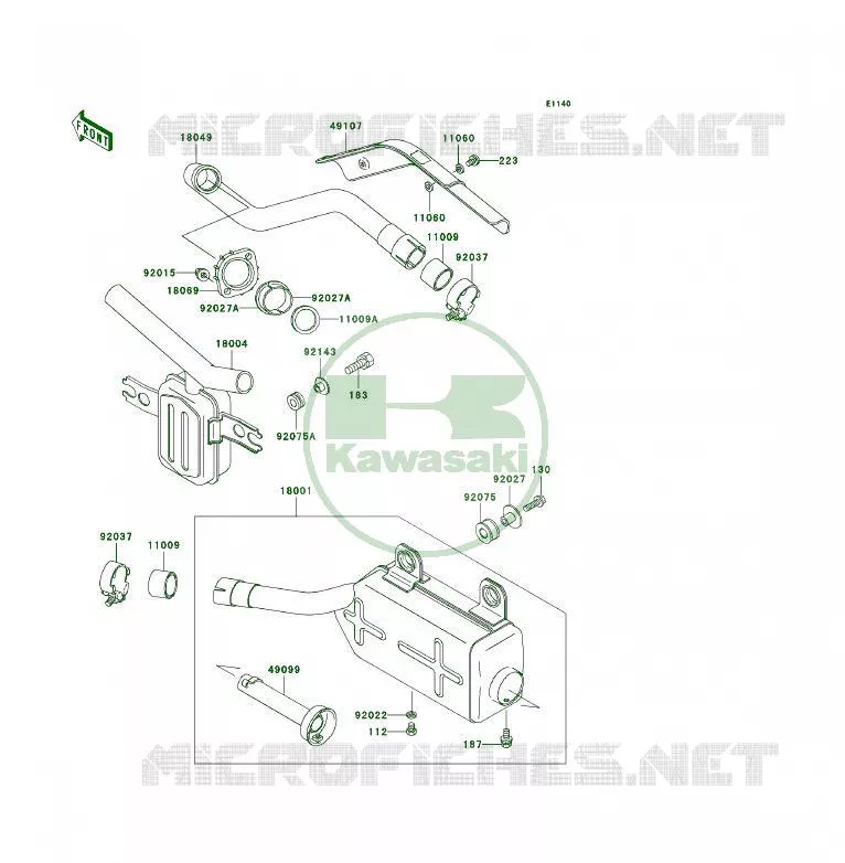 &Eacute;CHAPPEMENT Kawasaki QUAD 300 2001 KLF300 4X4  KLF300-C13