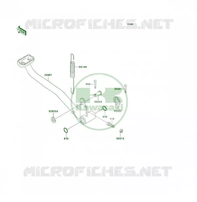 PEDALE DE FREIN Kawasaki QUAD 300 2001 KLF300 4X4  KLF300-C13