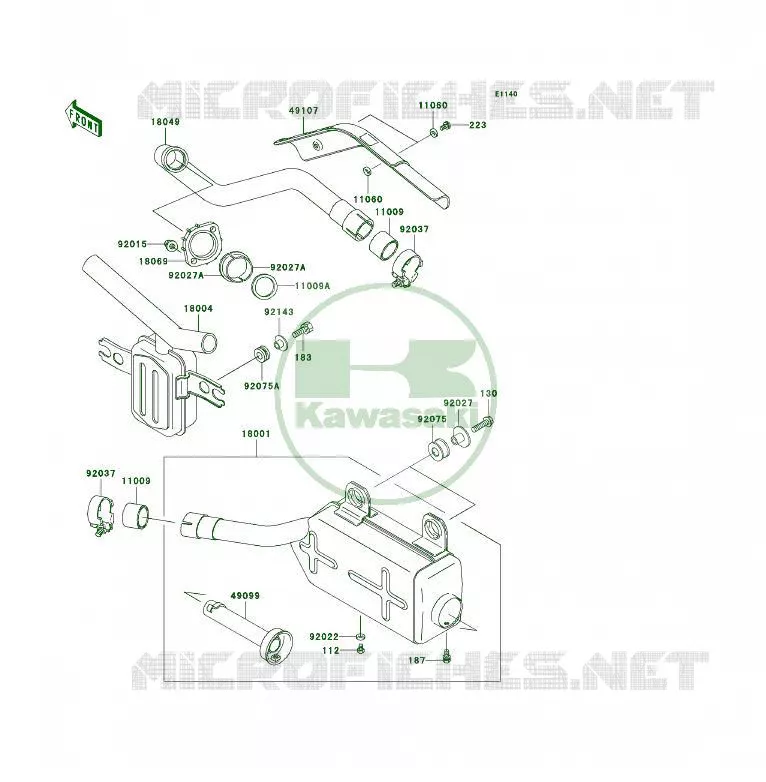 &Eacute;CHAPPEMENT Kawasaki QUAD 300 2003 KLF300 4X4  KLF300-C15