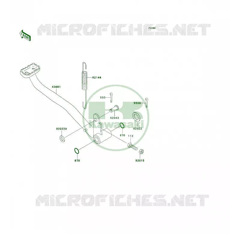 PEDALE DE FREIN Kawasaki QUAD 300 2004 KLF300 4X4  KLF300-C16