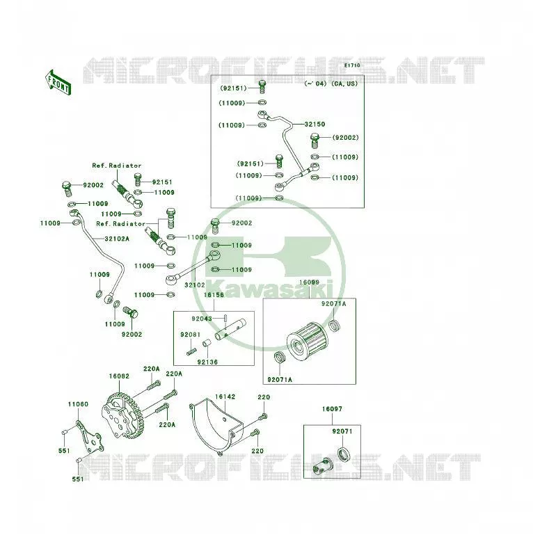 POMPE A HUILE/FILTRE &Agrave; HUILE Kawasaki QUAD 300 2005 KLF300 4X4  KLF300-C17
