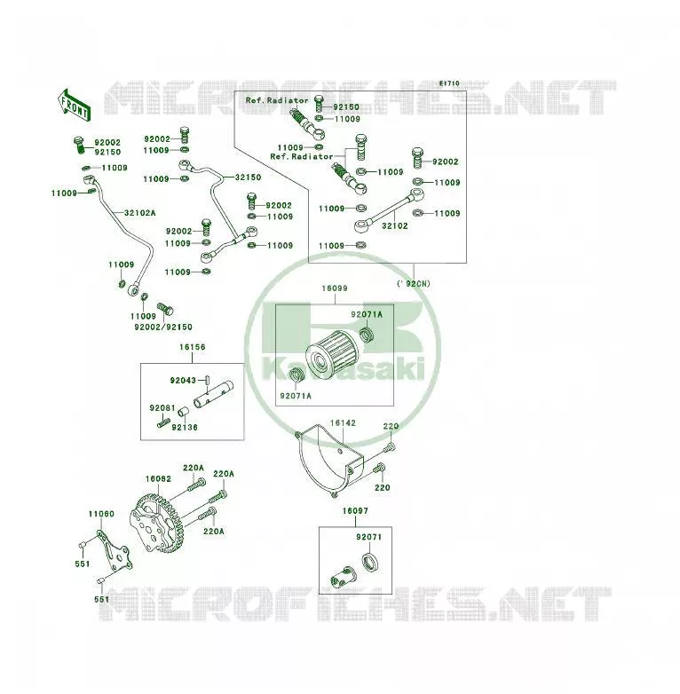 POMPE A HUILE/FILTRE &Agrave; HUILE Kawasaki QUAD 300 1990 KLF300 4X4  KLF300-C2