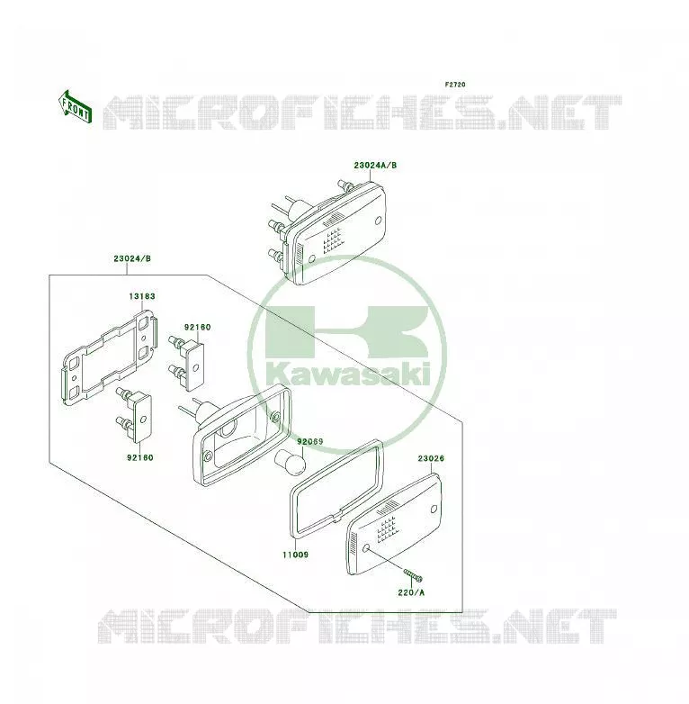 FEUX ARRI&Egrave;RE Kawasaki QUAD 300 1990 KLF300 4X4  KLF300-C2