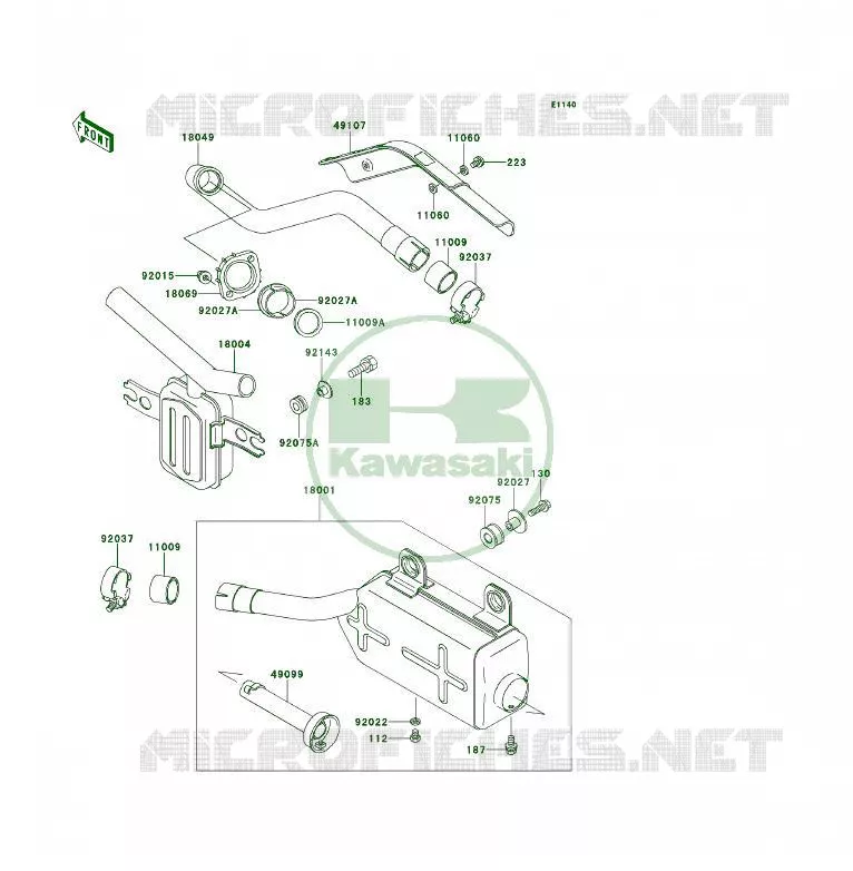 &Eacute;CHAPPEMENT Kawasaki QUAD 300 1992 KLF300 4X4  KLF300-C4