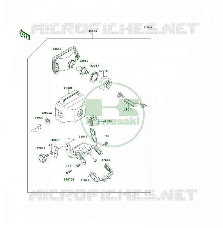 PIECE EN OPTION(PHARE) Kawasaki QUAD 300 1993 KLF300 4X4  KLF300-C5