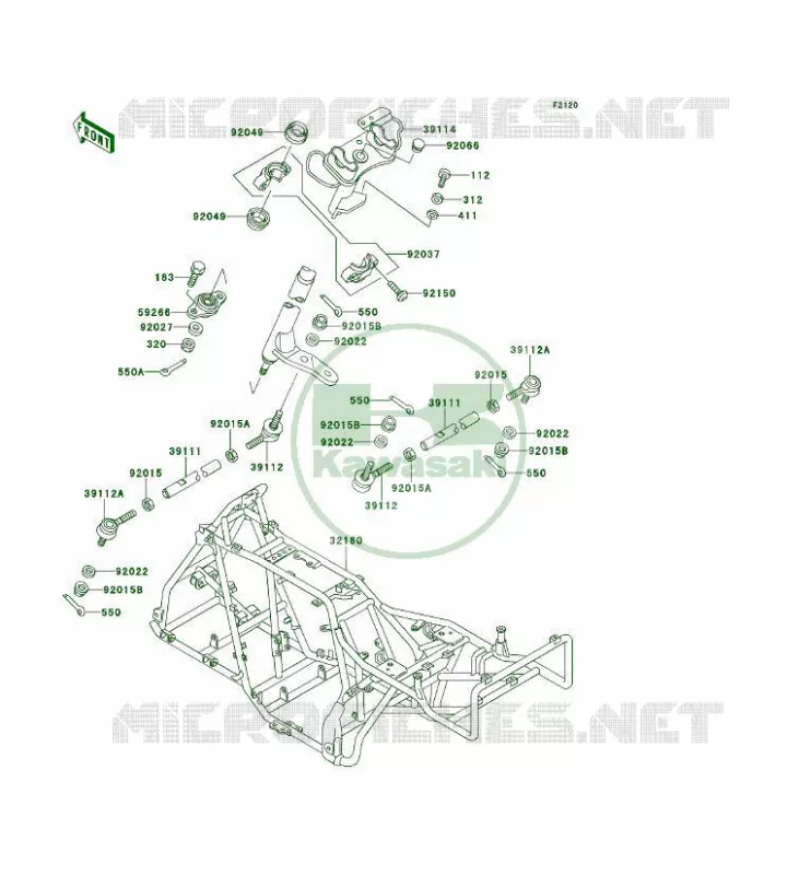 CH&Acirc;SSIS Kawasaki QUAD 300 1995 KLF300 4X4  KLF300-C7
