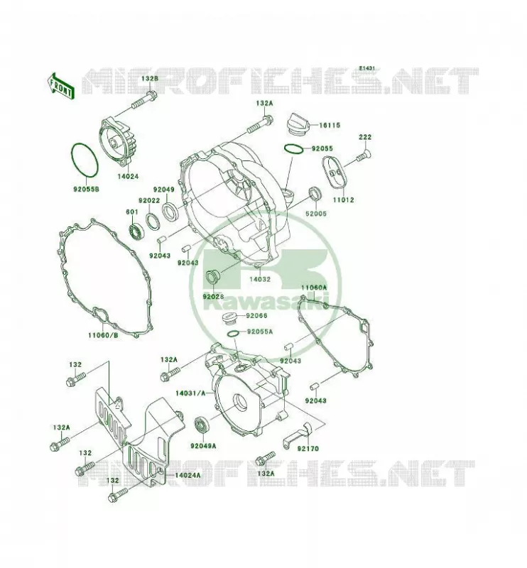 COUVERCLES MOTEUR Kawasaki QUAD 300 1995 KLF300 4X4  KLF300-C7