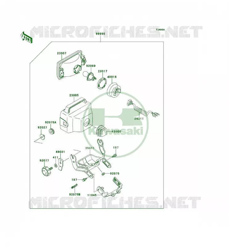 PIECE EN OPTION(PHARE) Kawasaki QUAD 300 1995 KLF300 4X4  KLF300-C7