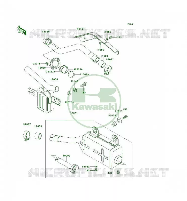 &Eacute;CHAPPEMENT Kawasaki QUAD 300 1995 KLF300 4X4  KLF300-C7A
