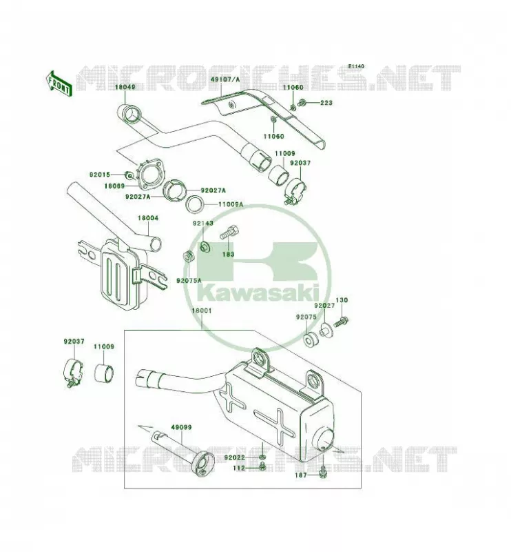 &Eacute;CHAPPEMENT Kawasaki QUAD 300 1996 KLF300 4X4  KLF300-C8