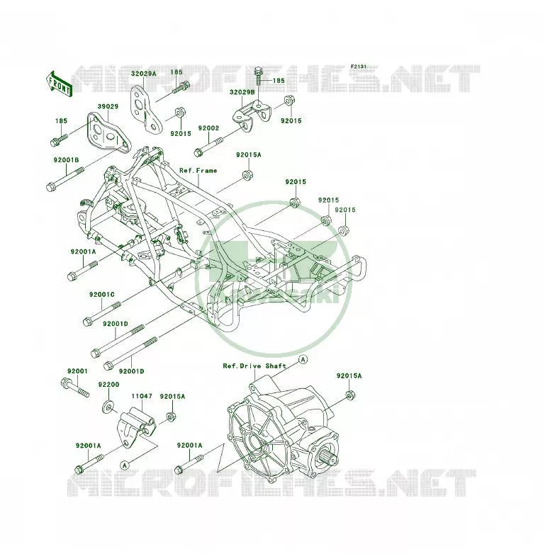 PIECE DE CADRE (COUVERTURE) Kawasaki QUAD 400 1993 KLF400 4X4  KLF400-B1