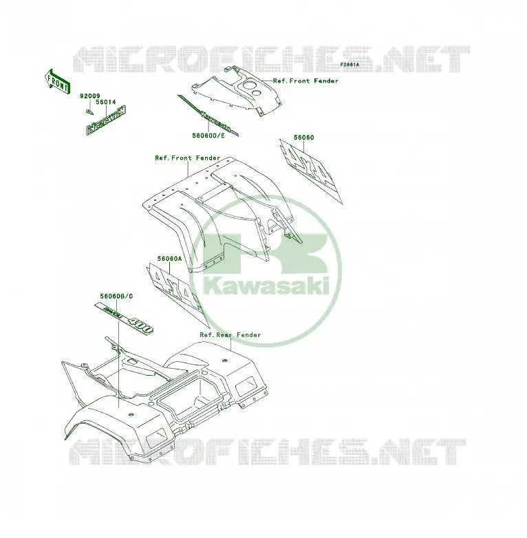 STICKER (AS) Kawasaki QUAD 400 1993 KLF400 4X4  KLF400-B1