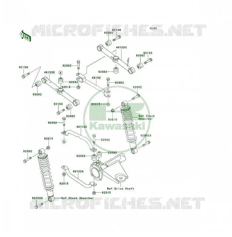 SUSPENSION ARRI&Egrave;RE Kawasaki QUAD 400 1994 KLF400 4X4  KLF400-B2