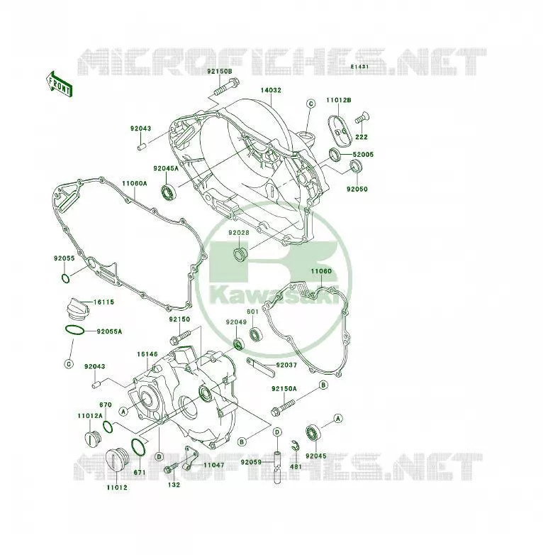 COUVERCLES MOTEUR Kawasaki QUAD 400 1994 KLF400 4X4  KLF400-B2