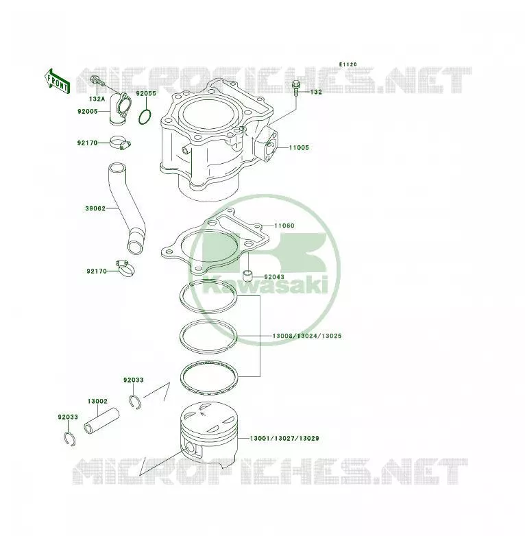 CYLINDRE/PISTON Kawasaki QUAD 400 1994 KLF400 4X4  KLF400-B2