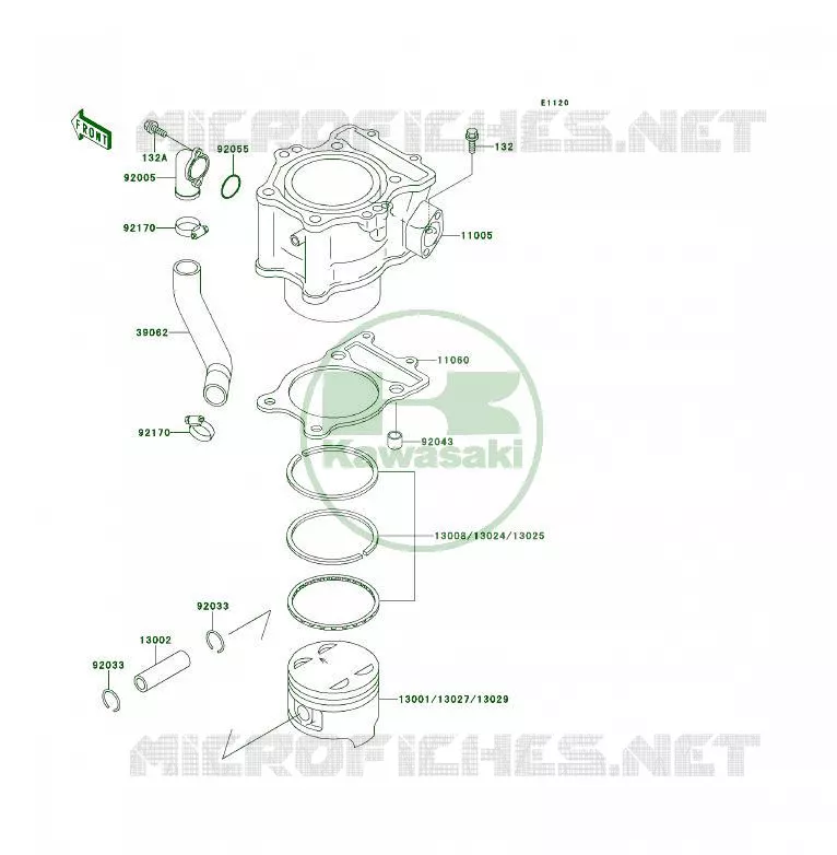 CYLINDRE/PISTON Kawasaki QUAD 400 1995 KLF400 4X4  KLF400-B3A