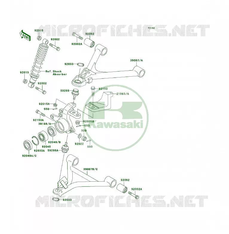 AMORTISSEUR AVANT Kawasaki QUAD 400 1996 KLF400 4X4  KLF400-B4