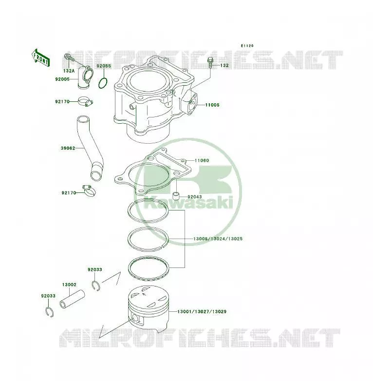 CYLINDRE/PISTON Kawasaki QUAD 400 1997 KLF400 4X4  KLF400-B5