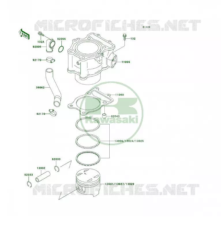 CYLINDRE/PISTON Kawasaki QUAD 400 1997 KLF400 4X4  KLF400-B5