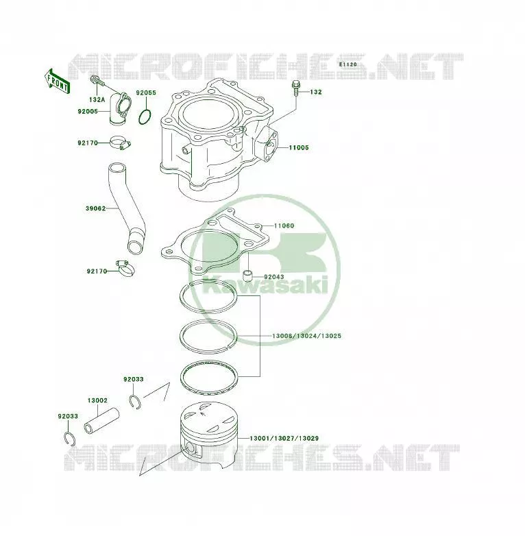 CYLINDRE/PISTON Kawasaki QUAD 400 1997 KLF400 4X4  KLF400-B5
