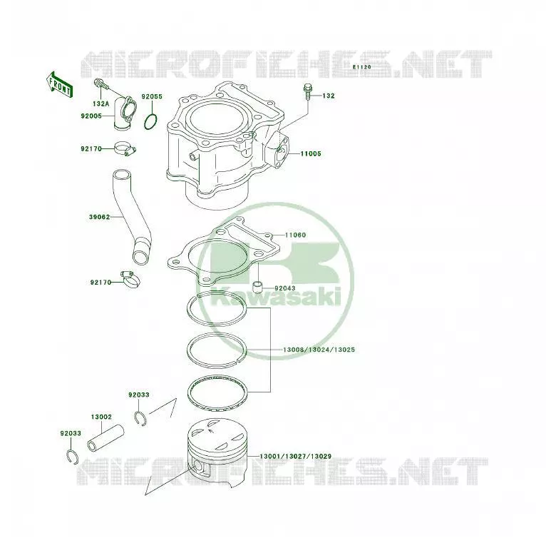 CYLINDRE/PISTON Kawasaki QUAD 400 1999 KLF400 4X4  KLF400-B7