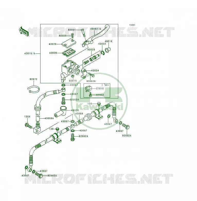MAITRE CYLINDRE AV Kawasaki QUAD 250 1996 KSF250  KSF250-A10