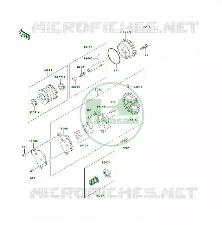 POMPE A HUILE/FILTRE &Agrave; HUILE Kawasaki QUAD 250 1999 KSF250  KSF250-A13