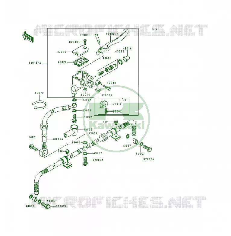 MAITRE CYLINDRE AV Kawasaki QUAD 250 2000 KSF250  KSF250-A14