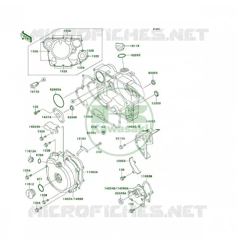 COUVERCLES MOTEUR Kawasaki QUAD 250 2000 KSF250  KSF250-A14