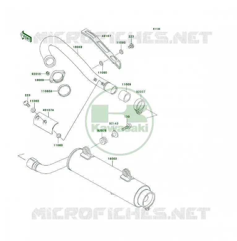 &Eacute;CHAPPEMENT Kawasaki QUAD 250 2001 KSF250  KSF250-A15