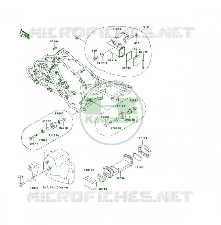 PIECE DE CADRE (COUVERTURE) Kawasaki QUAD 250 2004 KFX250  KSF250-A18