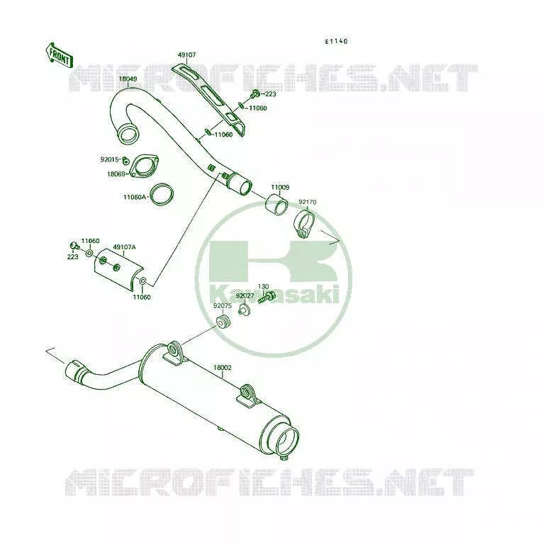 &Eacute;CHAPPEMENT Kawasaki QUAD 250 1995 KSF250  KSF250-A9