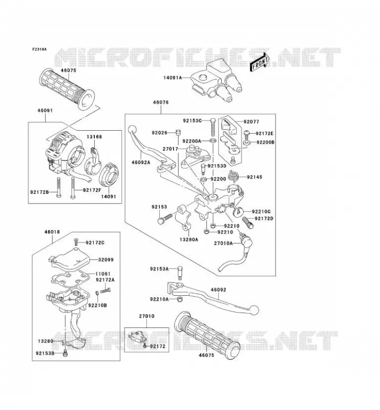 POIGNEE GUIDON(JSAAK47B32108572-) Kawasaki QUAD 400 2004 KFX400  KSF400-A2