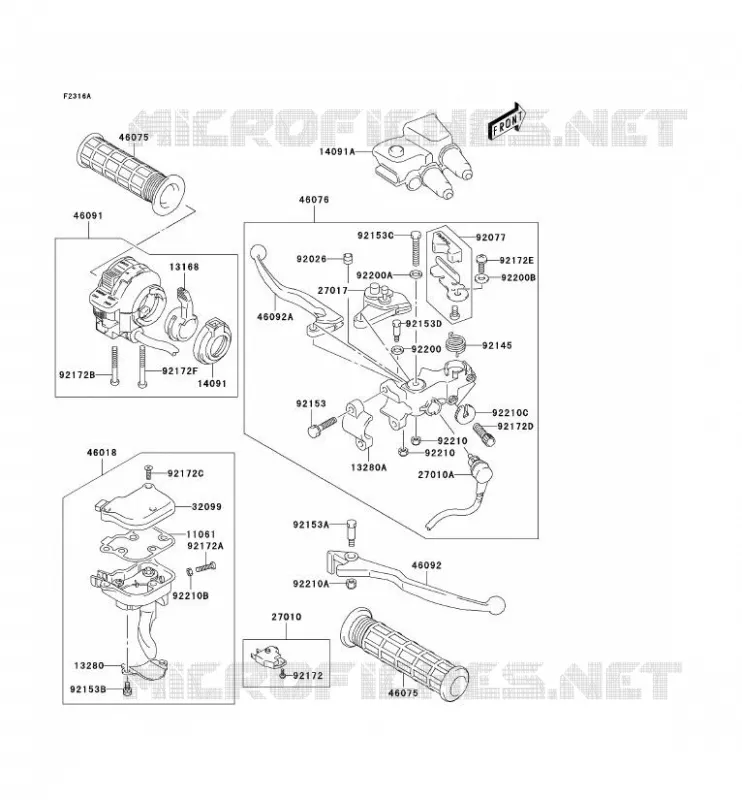 POIGNEE GUIDON(JSAAK47B32108572-) Kawasaki QUAD 400 2004 KFX400  KSF400-A2