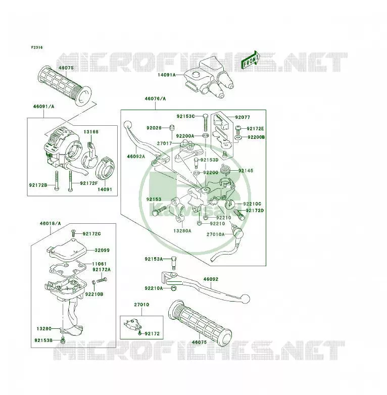 POIGNEE GUIDON Kawasaki QUAD 400 2004 KFX400  KSF400-A2