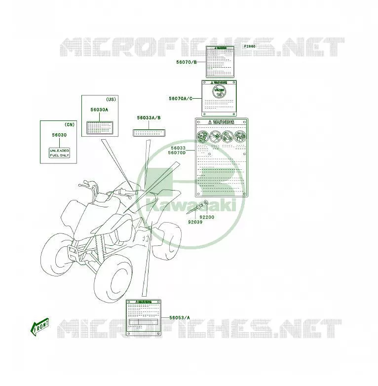 LABEL Kawasaki QUAD 400 2006 KFX400  KSF400A6F