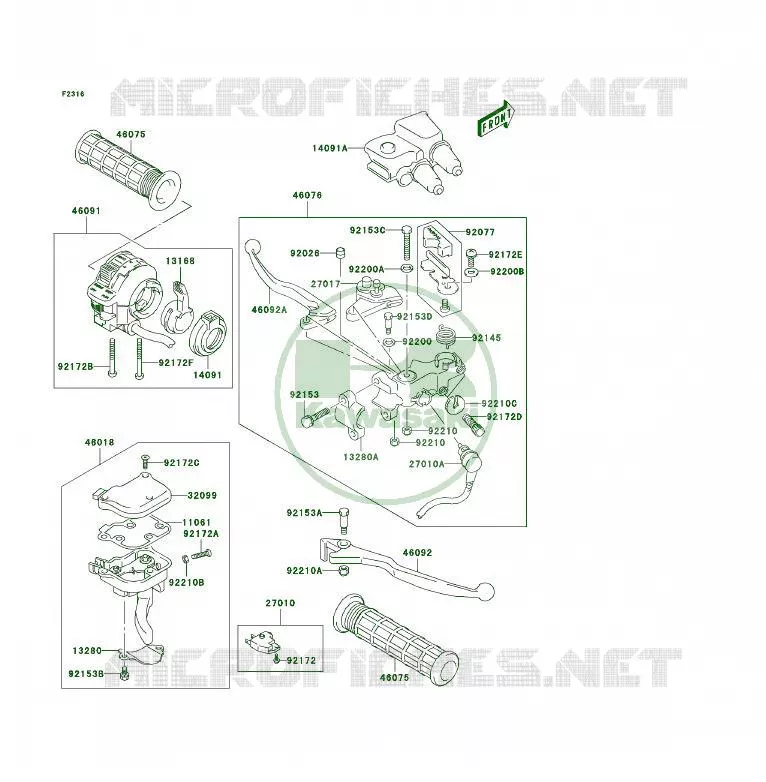 POIGNEE GUIDON Kawasaki QUAD 400 2006 KFX400  KSF400A6F
