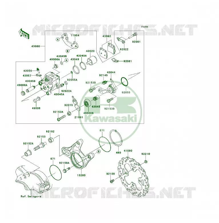 FREIN ARRIERE Kawasaki QUAD 450 2008 KFX450R  KSF450B8F
