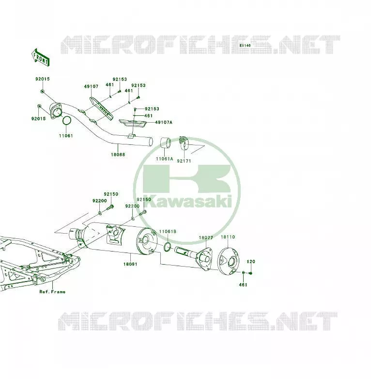 &Eacute;CHAPPEMENT Kawasaki QUAD 450 2008 KFX450R  KSF450B8F