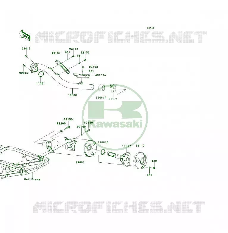 &Eacute;CHAPPEMENT Kawasaki QUAD 450 2009 KFX450R  KSF450B9F