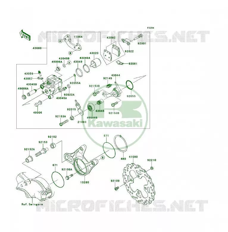 FREIN ARRIERE Kawasaki QUAD 450 2009 KFX450R  KSF450B9F