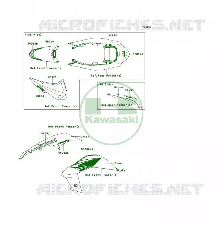 STICKER(GREEN) Kawasaki QUAD 450 2009 KFX450R  KSF450B9F
