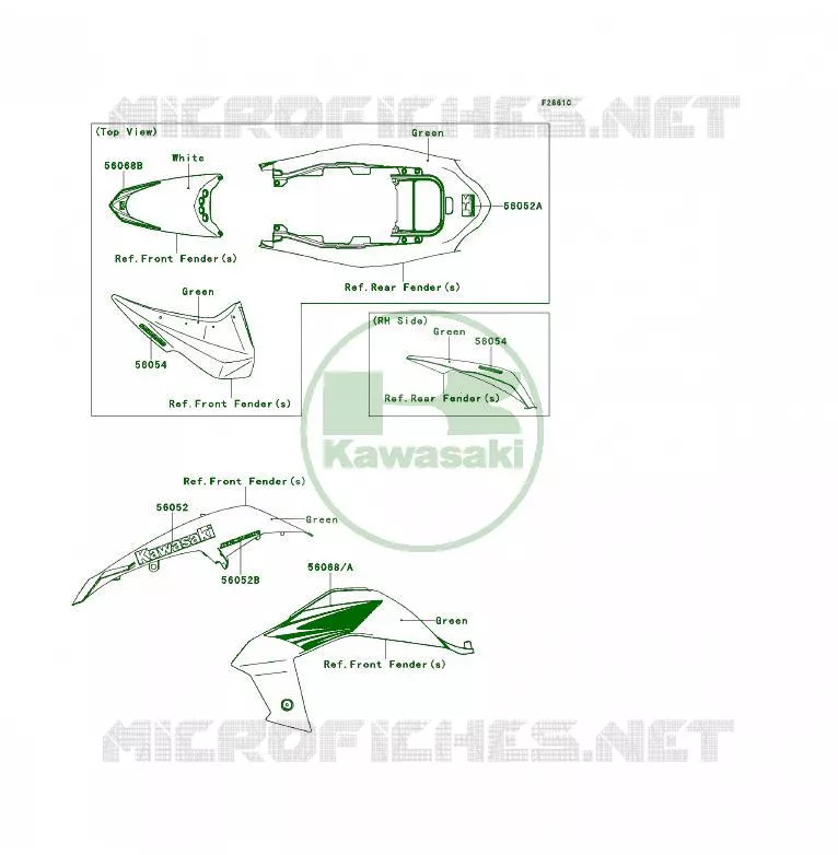 STICKER(GREEN) Kawasaki QUAD 450 2009 KFX450R  KSF450B9F