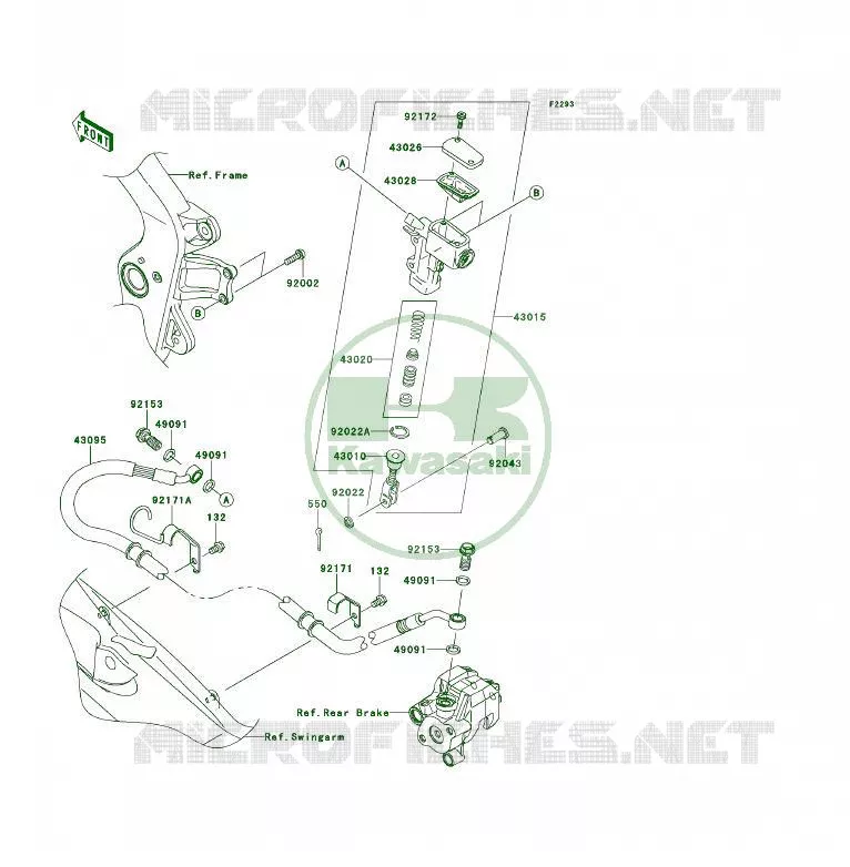 MAITRE CYLINDRE ARRI&Egrave;RE Kawasaki QUAD 450 2009 KFX450R  KSF450B9FB