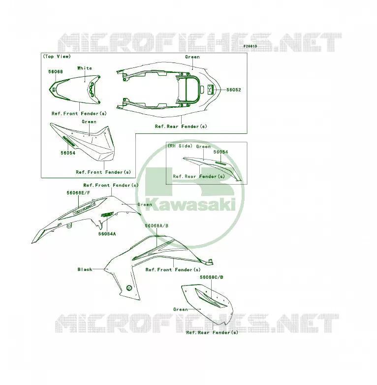 STICKER(GREEN) Kawasaki QUAD 450 2010 KFX450R  KSF450BAF